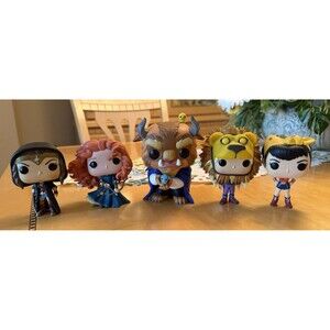Funko Pop Lot of 5 Vinyl Figures Beast Wonder Woman Merida Luna Lovegood